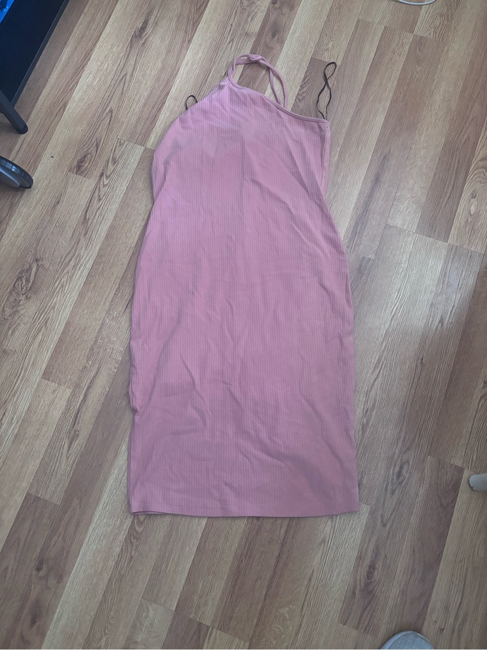 Fashion Nova Dusty Rose Ribbed Midi Slip Dress